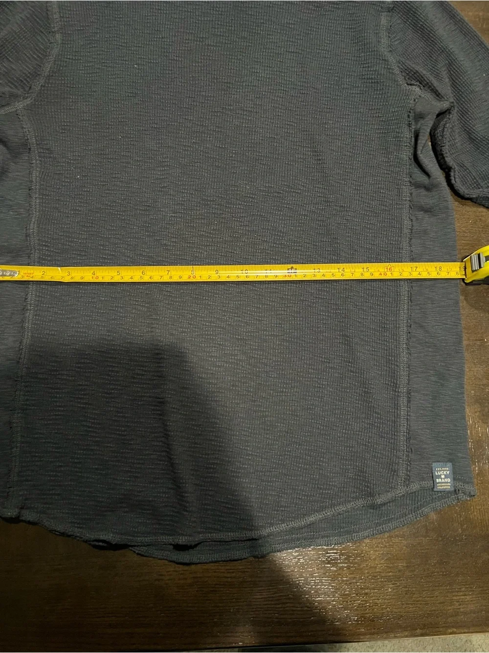Lucky Brand Black Thermal Waffle Knit Henley Long Top 90s Y2K Size M